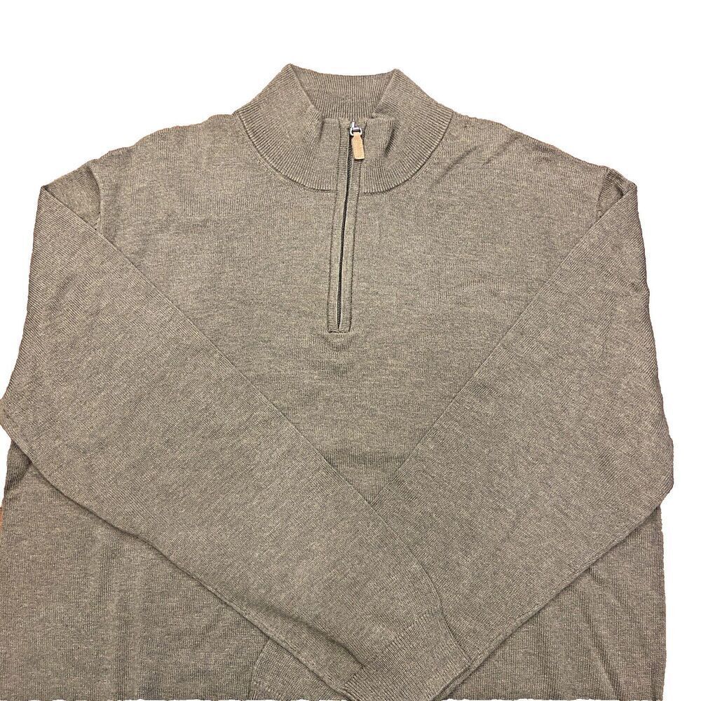 Roundtree & Yorke Mens Sweater 1/4 Zip Mock Neck Sage Green Knit Pullover Size L - Picture 5 of 8